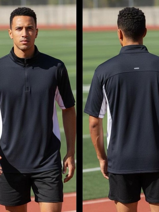 STARTER Other - STARTER Navy and White Short-Sleeve Quarter-Zip Performance Shirt